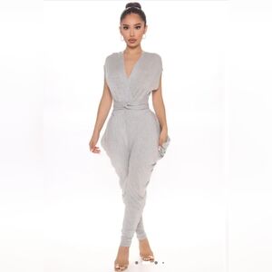 Fashion Nova Light Gray Jumpsuit